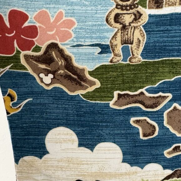 Tori Richard Disney Honolulu Hawaii Aulani Resort Blue Shirt Buttons Large EUC - Picture 11 of 14